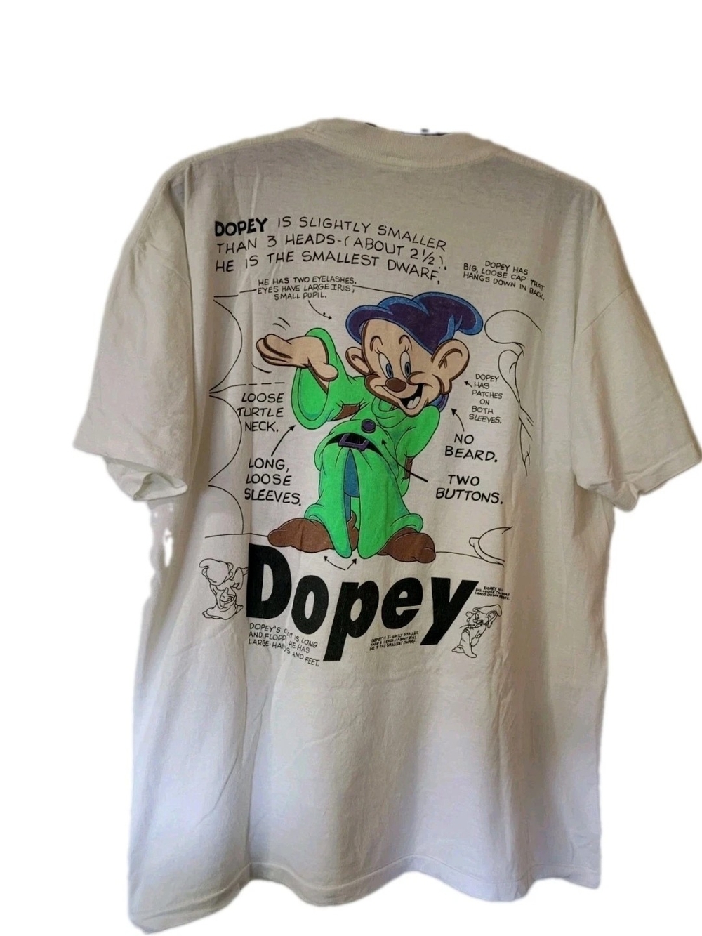 Vintage 90s Disney Dopey "Anatomy / Model Sheet" Single-Stitch Graphic Shirt XL